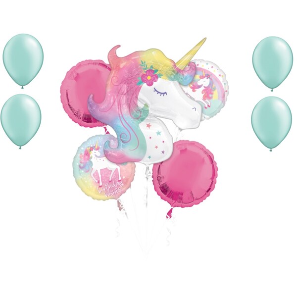 Loonballoon Unicorn Theme Balloon Set, Birthday Enchanted Unicorn Bouquet Kit and 4x latex balloons 48584 - main